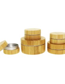Bamboo Cosmetic Packaging Bamboo Wooden Aluminum Cream Jar with Lid for Beard Balm Hair Wax 5g 10g 15g 30g 50g 100g