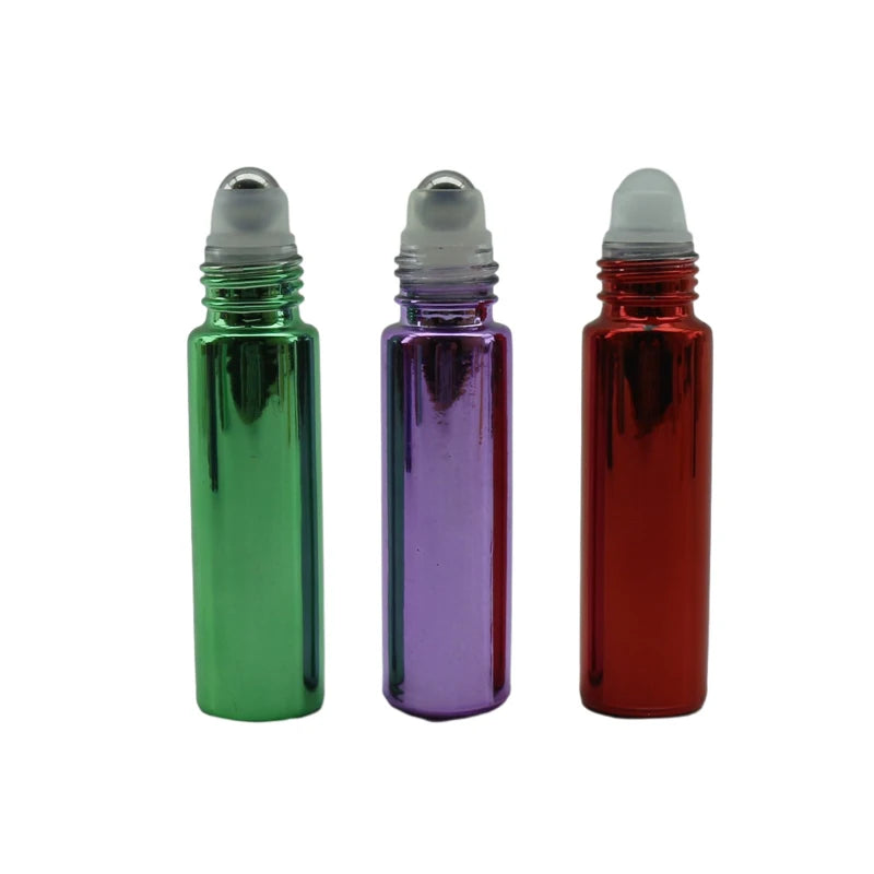 Stock Essential Oil Bottle 5ml 10ml 15ml clear Amber Black Frosted Glass Roll on Perfume Bottle with Steel Roller for Cosmetics - 图片 3