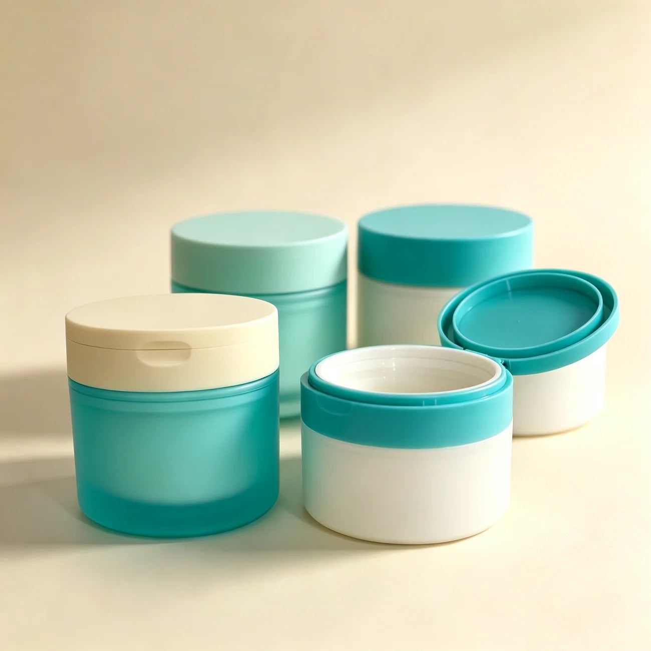 100ml 150ml 200ml 300ml Custom Matte PP Clamshell Makeup Remover Cream Jar Plastic Makeup Scrub Bottle With Spoon