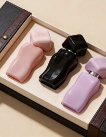 Top Grade 1oz 30ml Pink/Purple/Black Irregular Perfume Bottle Stone Lid Portable Refillable Skin Care Serum