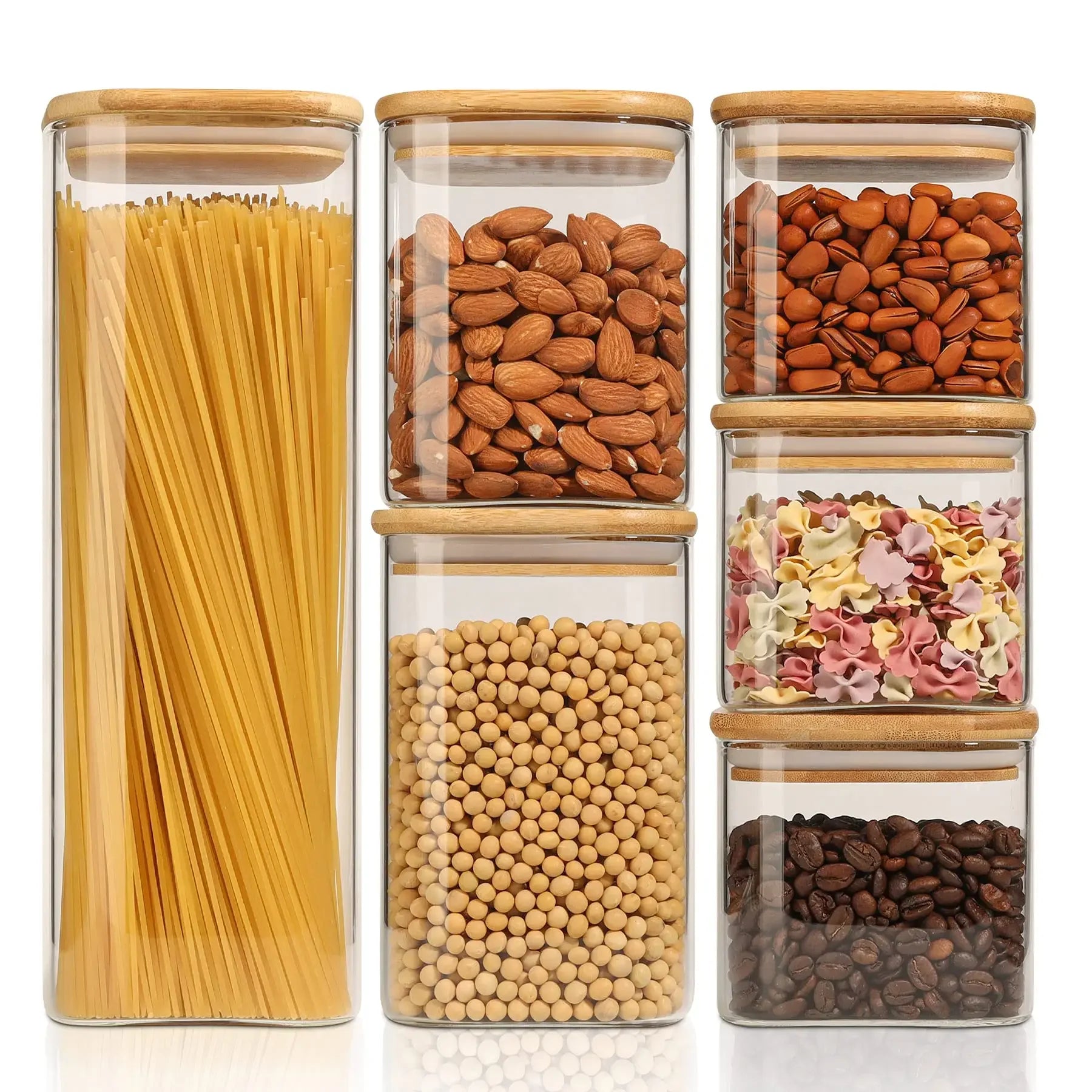 100ml 250ml 500ml 1000ml Food Grade Bamboo Lid Kitchen Glass Storage Jars 1oz 2oz 4oz 8oz 16oz 32oz Glass Jars with Lids C888 - 图片 6