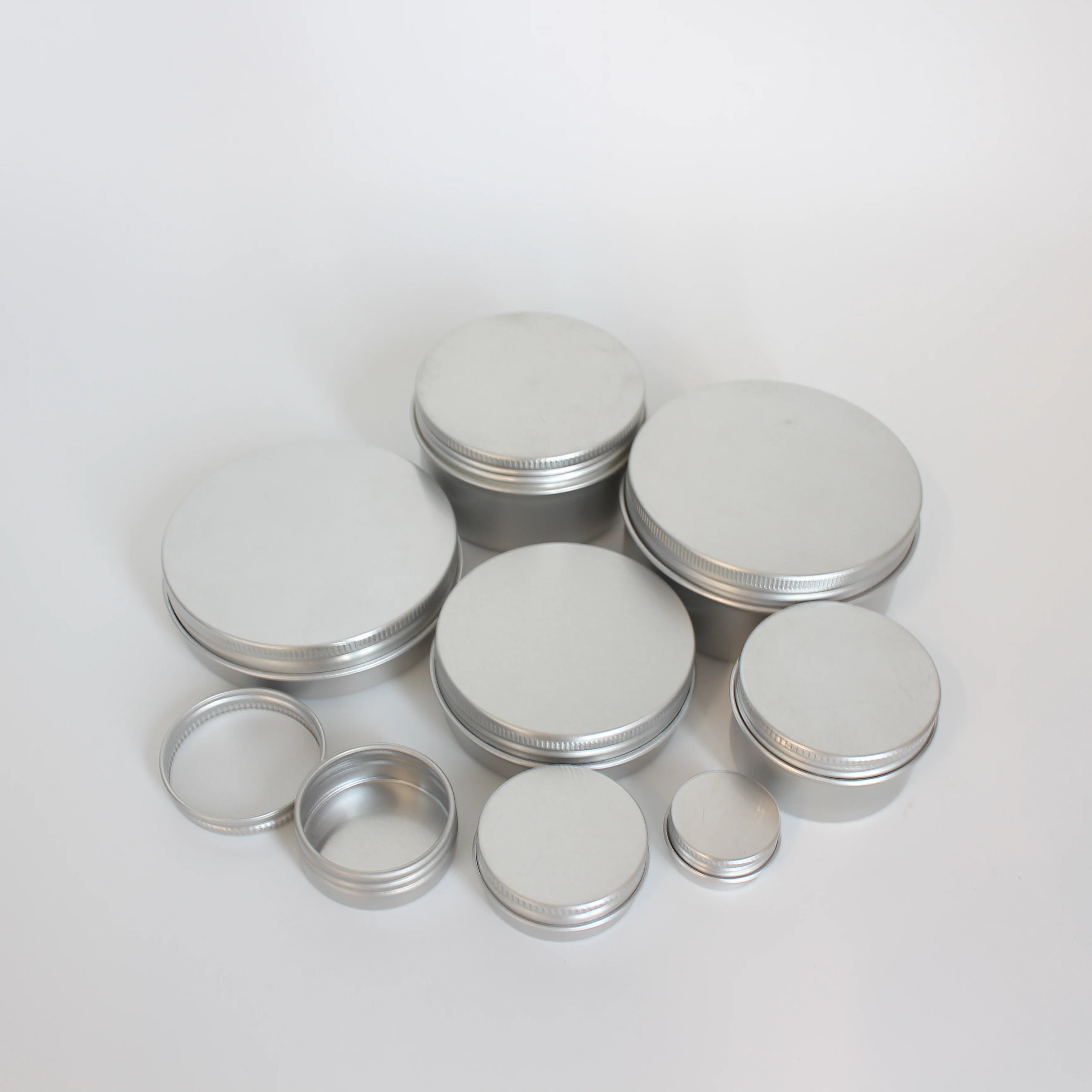 Round Screw Cap Aluminum Jar Metal Tin Can Soap Jar Lip Balm Cosmetic Candle Containers 10ml 50ml 60ml 100ml 120ml 150ml 200ml - 图片 3