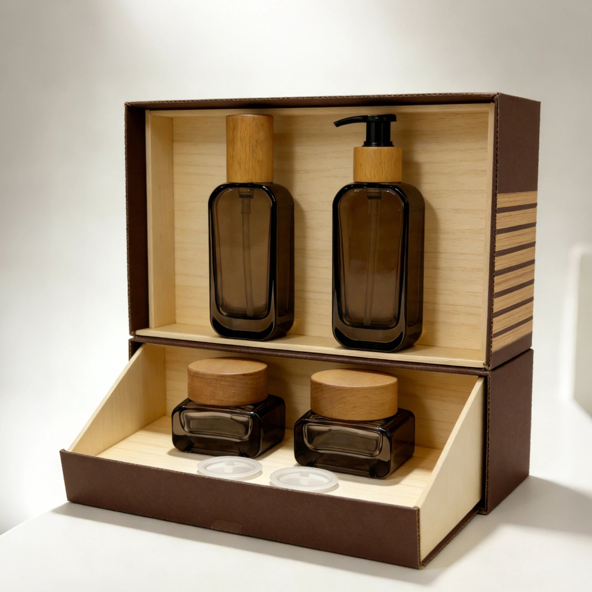 High-grade Skin Care Lotion Bottles and Cream Jars Set Gradient Orange Glass Lotion Pump Foundation Face Cream Cosmetic 888J - 图片 3