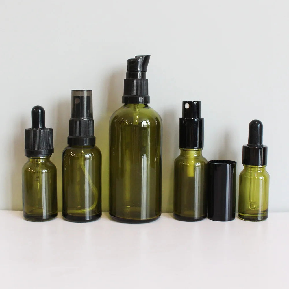 10ml 30ml 50ml 100ml Perfume Spray Bottle Green Skin Care Glass Bottle Cosmetic Packaging with Pump Spray - 图片 4
