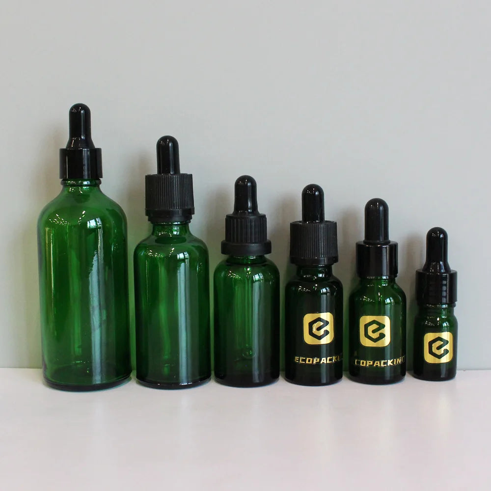 Cosmetic Essential Oil Bottle Green Glass Spray Bottle 100ml 50ml 30ml 5ml 10ml 15ml 20ml Glass Lotion Bottle with Pump - 图片 5