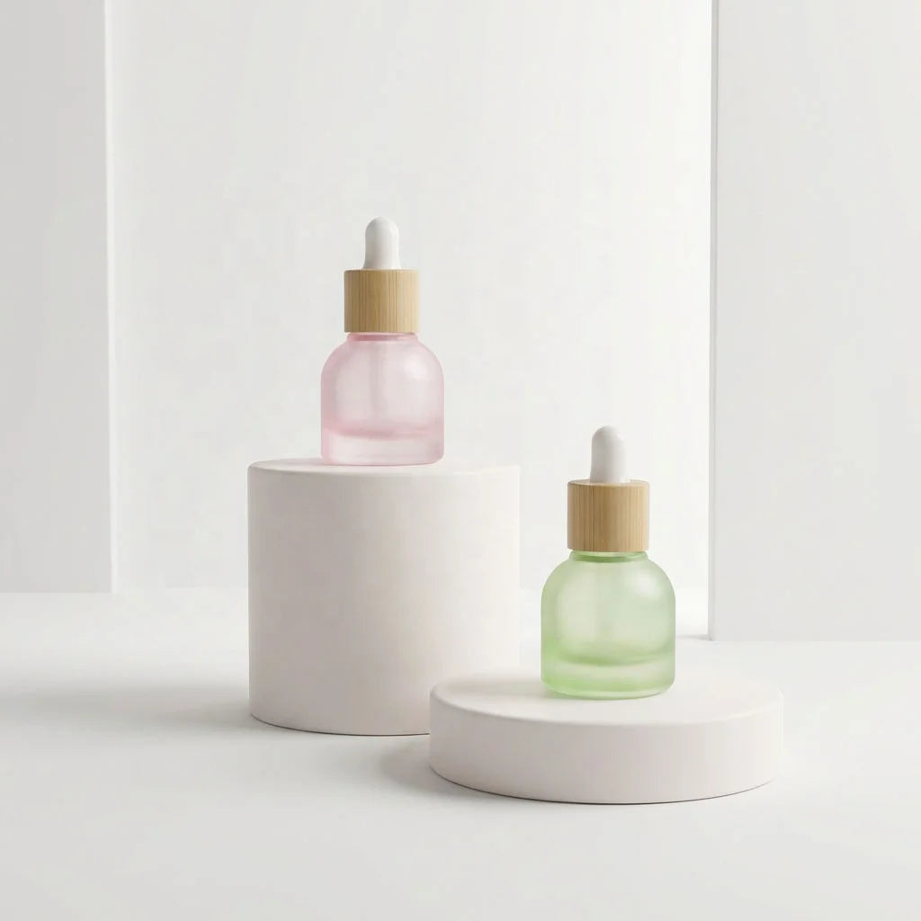 10ml Round Glass Dropper Bottles Eco-Friendly Bamboo Cap Vials for Essential Oil Perfume DIY Skincare