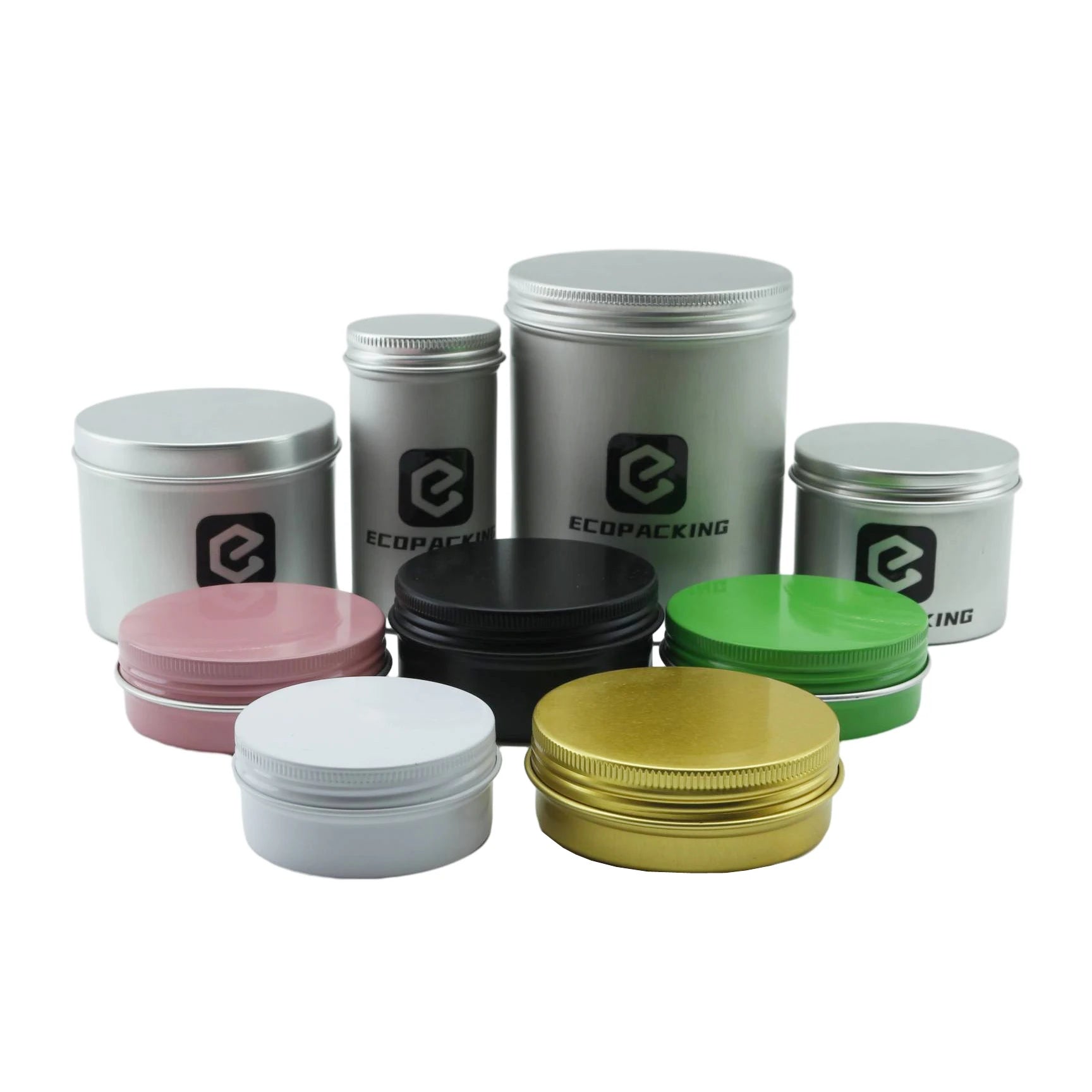 Wholesale Aluminum Jar 5ml 10ml 15ml 30ml 50ml 60ml 80ml 100ml 120ml 150ml 200ml Matte Black Gold Silver Metal Aluminum Tin Box