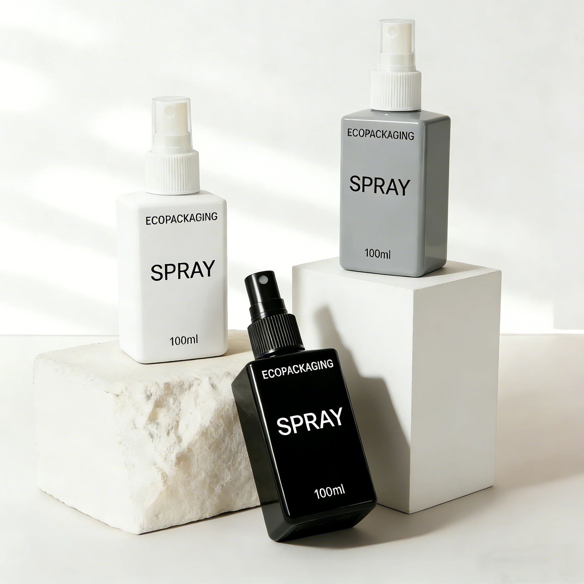 Custom square 100ml PET Cosmetic Face Toner Plastic Spray Bottle Beauty Packaging - 图片 5