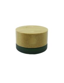 Mini Glass Jar 5g Frosted Green Glass Cream Jar Container with Bamboo Lid