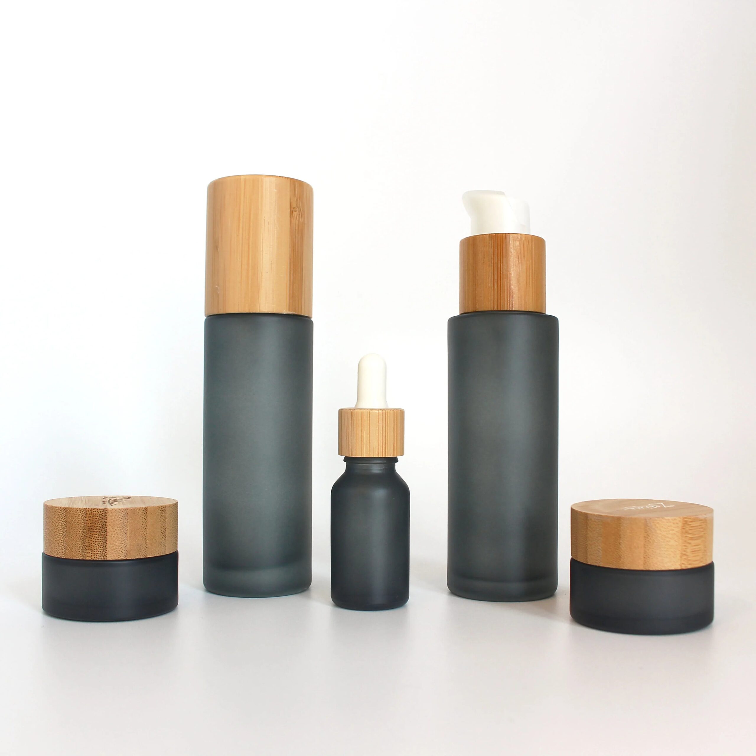 Custom Color 30ml 50ml 60ml 100ml 120ml Bamboo Cosmetic Packaging Lotion Pump Glass Spray Dropper Bottle with Wood Bamboo Lid - 图片 2