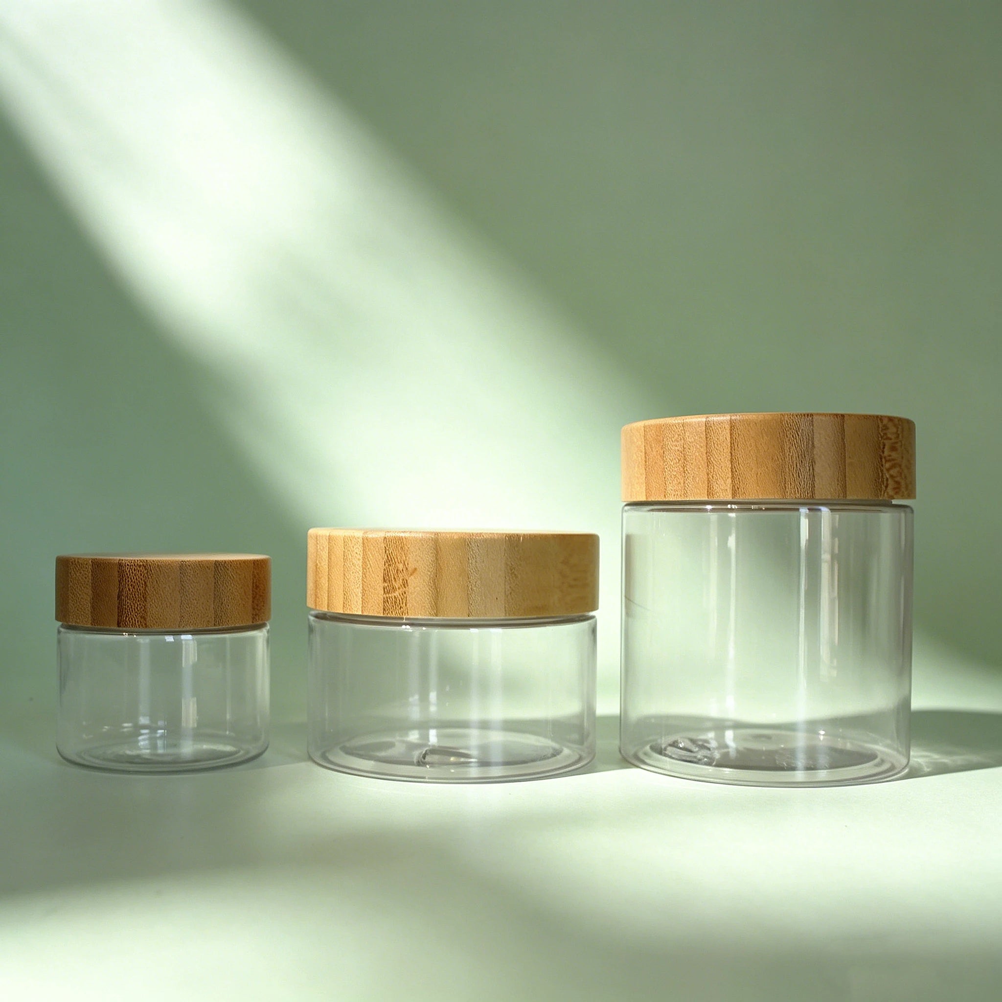 Eco Friendly Skincare Body Scrub PET Plastic Cosmetic Butter Cream Jar with Bamboo Lid Packaging - 图片 7