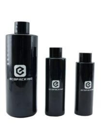 High Quality Black 1oz Plastic Bottle with Screw Lid for Cosmetic Packaging