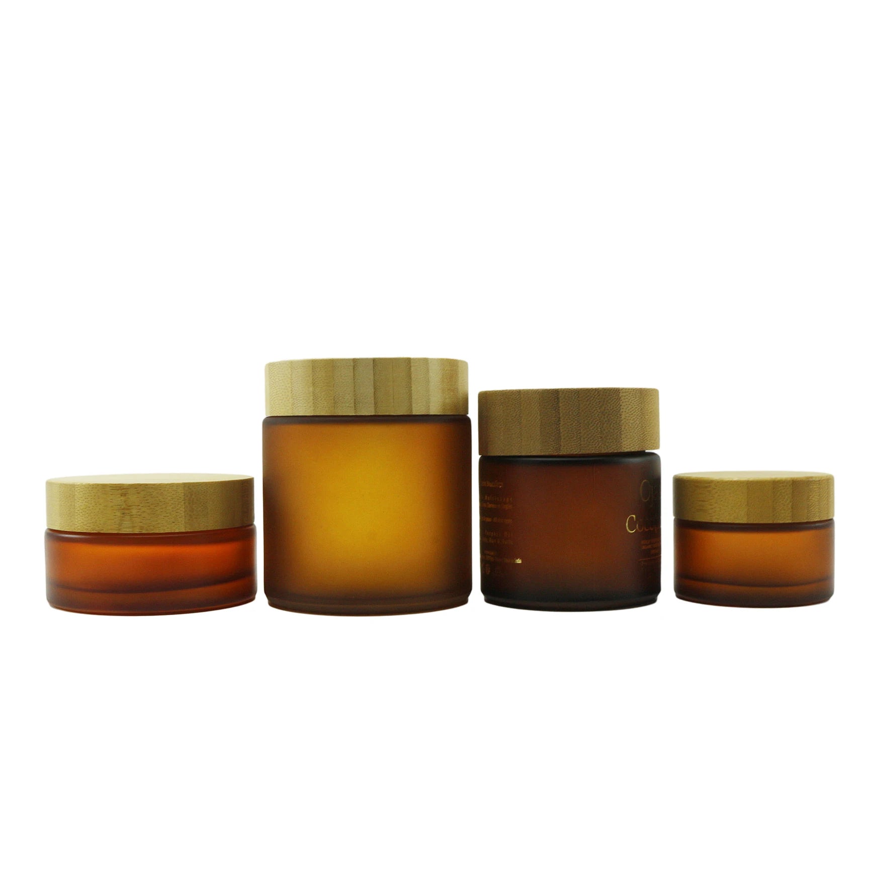 100ml 150ml 250ml 8oz Frosted Amber Glass Cosmetic Body Scrub Container Jar with Bamboo Wooden Lids - 图片 3