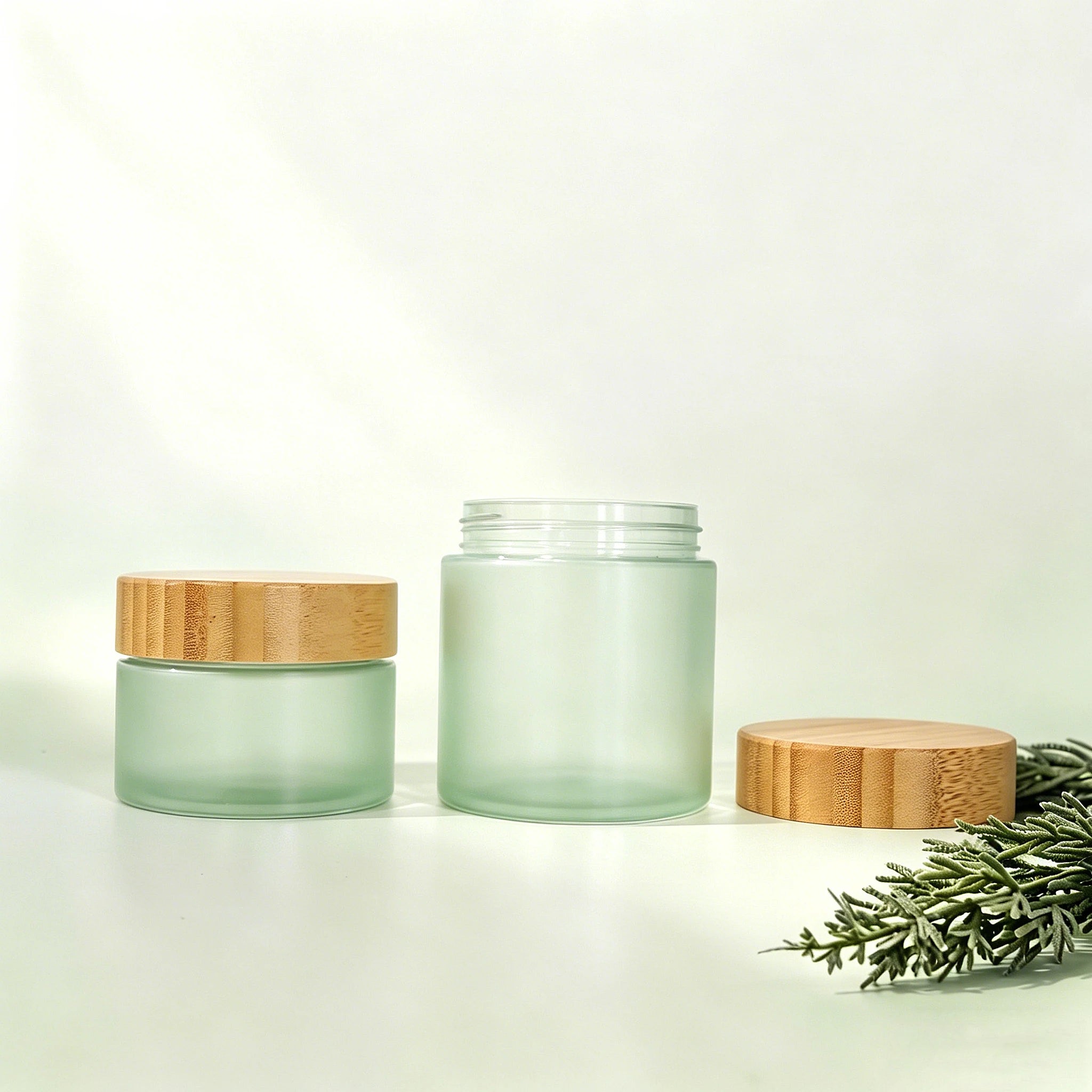 Eco Friendly Skincare Body Scrub PET Plastic Cosmetic Butter Cream Jar with Bamboo Lid Packaging - 图片 9