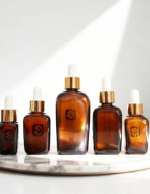 Cosmetic Skin Care Empty Essential Oil square Serum Amber Glass Dropper Bottle Packaging