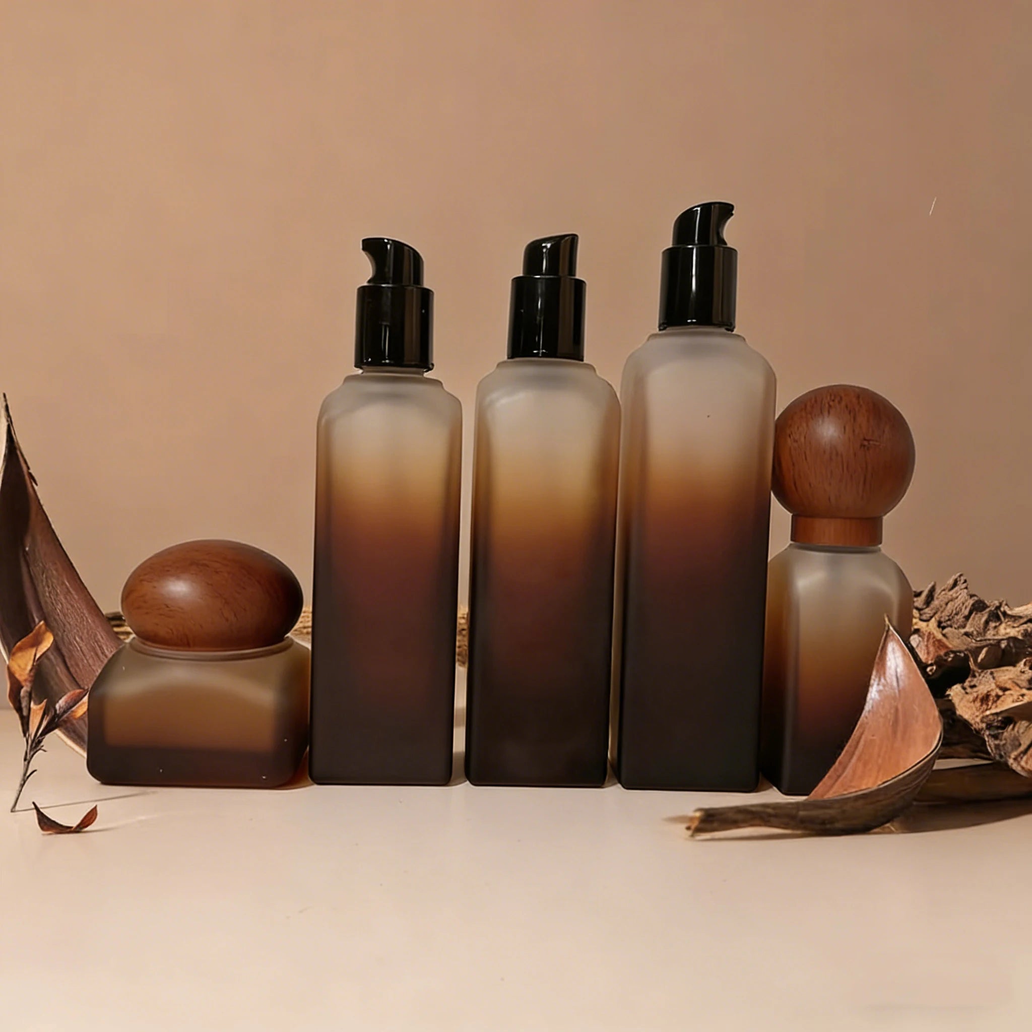 LZF Lotion Pump Glass Cosmetic Eye Cream Skincare Travel Set with Silk Screen & Hot Stamping Custom Printing - 图片 5