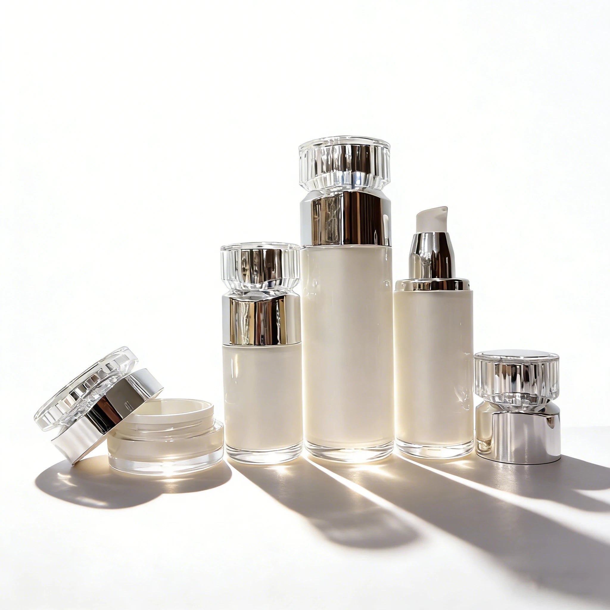 Luxury 30ml 50ml 100ml Acrylic Serum Powder Lotion Pump Bottles 15g 30g 50g Facial Cream Plastic Acrylic Jar for Cosmetic Set - 图片 5