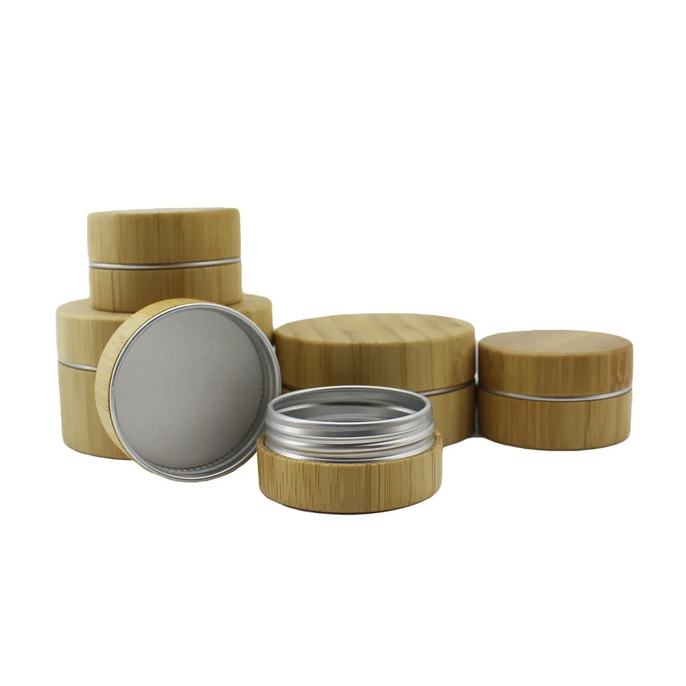 Refillable Cosmetic Jars 5ml 10ml 15ml 30ml 50ml 100ml Bamboo Aluminum Packaging Jar Cosmetics