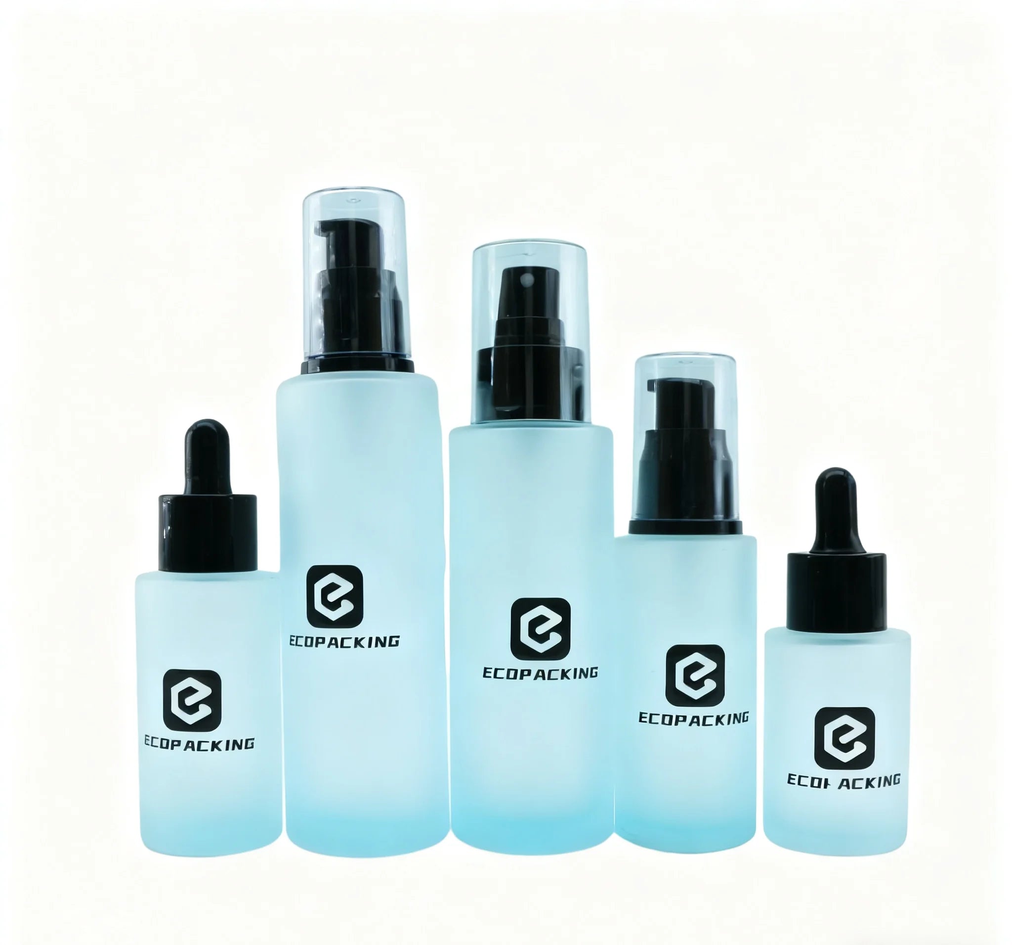 Matte Bottles Cosmetic Serum Lotion Pump Bottle Glass Cream Bottles Glass Jars for Face Cream - 图片 3
