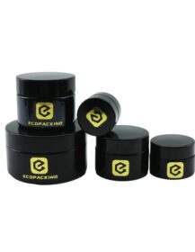 Small Empty UV Black Glass Cosmetic Container Glass Jars for Face Cream