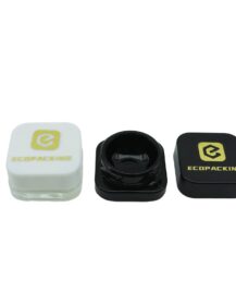 Child Proof Resistant Small Glass 5ml Concentrate Jar Glass Black White 9ml Glass Jar
