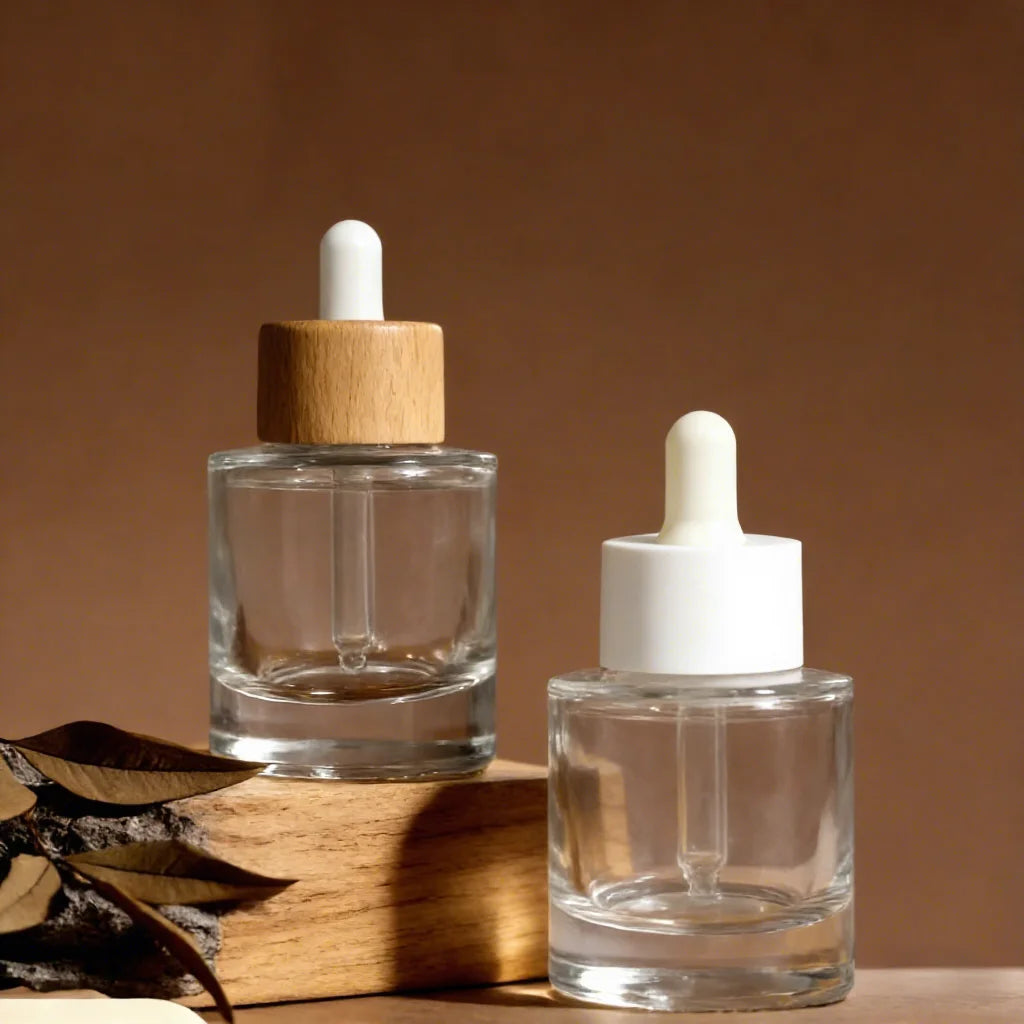 New 15ml 30ml 50ml Glass Dropper Bottles with Bamboo Lid Thick Bottom Flat Shoulder Essential Cosmetic Oil Serum Hair Oil Bottle - 图片 6