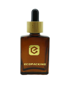 30ml Square Amber Glass Essential Oil Rectangle Glass Bottle Cosmetic Packaging Glass Bottle with Dropper for Cosmetic