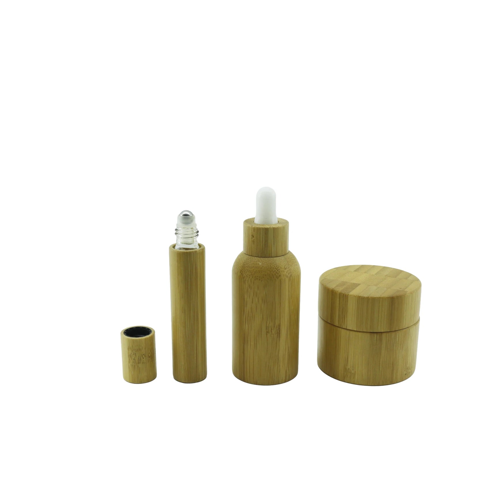 Bamboo Cosmetic Packaging Bottle Set Glass Lotion Shampoo Pump Spray Essential Oil Dropper Bottle and Glass Jar for Cream F888 - 图片 8