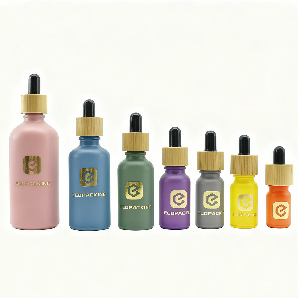 30ml Frosted Glass Dropper Bottle with Bamboo Pipette Amber & Blue Colors Customizable for Essential Oil Eye Drops & Mascara - 图片 6