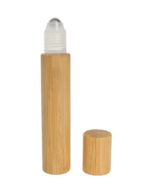 Essential Oil Packaging 10ml 15ml Bamboo Steel Roller Ball Perfume Glass Bottles with Bamboo Cap for Essential Oils