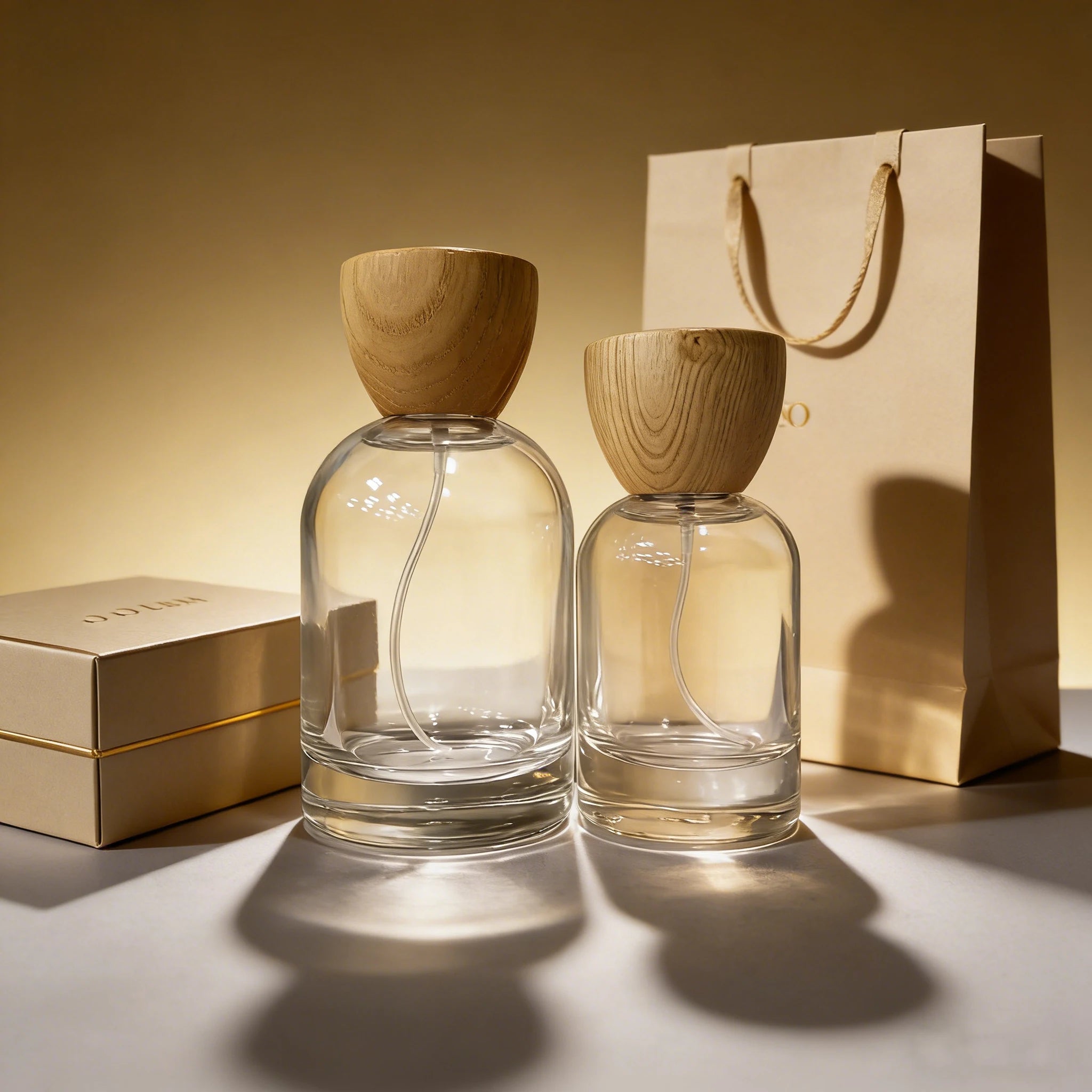 Luxury Cosmetics 30ml 50ml 100ml Round Empty Glass Perfume Pump Sprayer Bottle with Screen Printing Wooden Cap - 图片 4