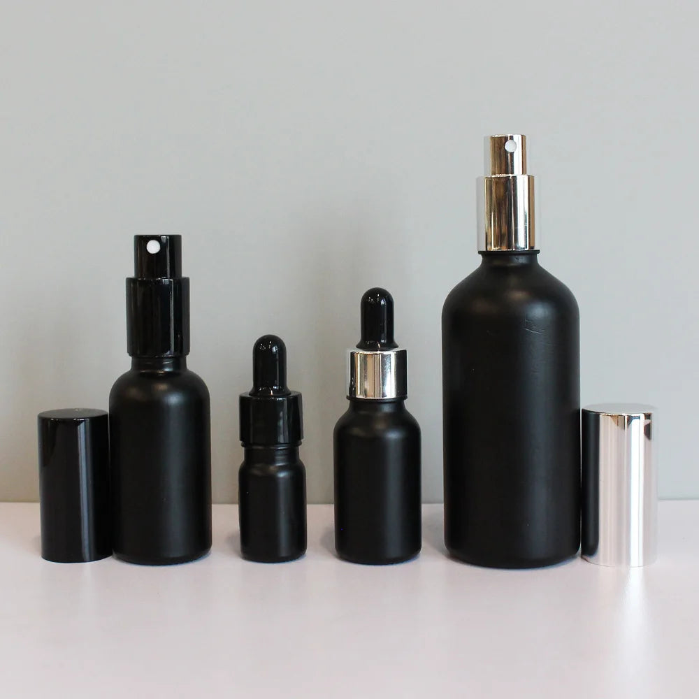 Hot Sale 5ml 10ml 15ml 30ml 50ml 100ml 4oz Empty Serum Bottles Matte Black Perfume Essential Oil Glass Dropper Bottle - 图片 5