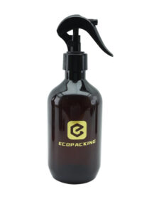 8oz 250ml Cylindrical Plastic PET Amber Spray Bottle With Black Trigger Sprayer