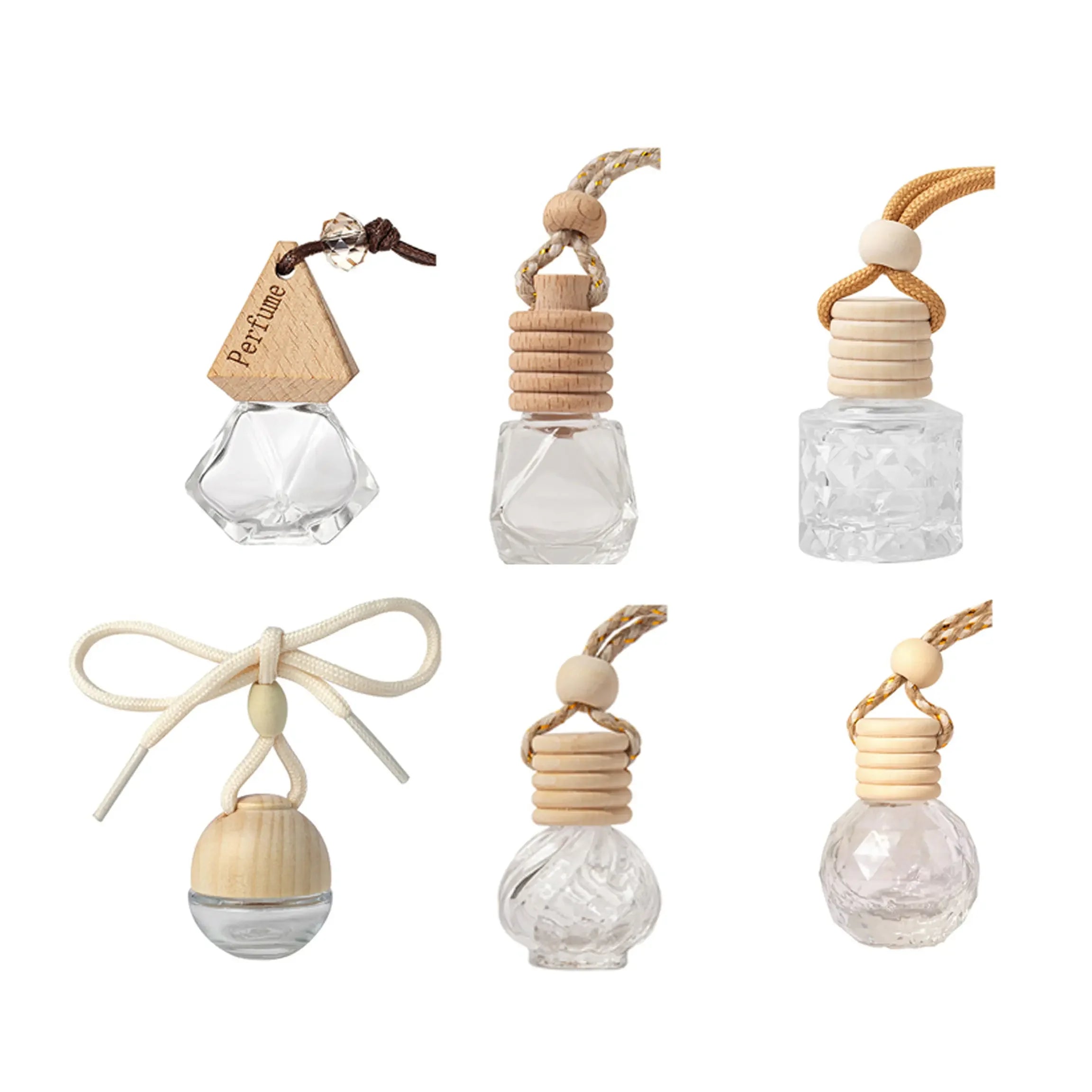 Empty 8ml Car Perfume Diffuser Glass Bottle Essential Oil Hanging Car Fragrance Bottle Container With Bambooi Lid - 图片 7