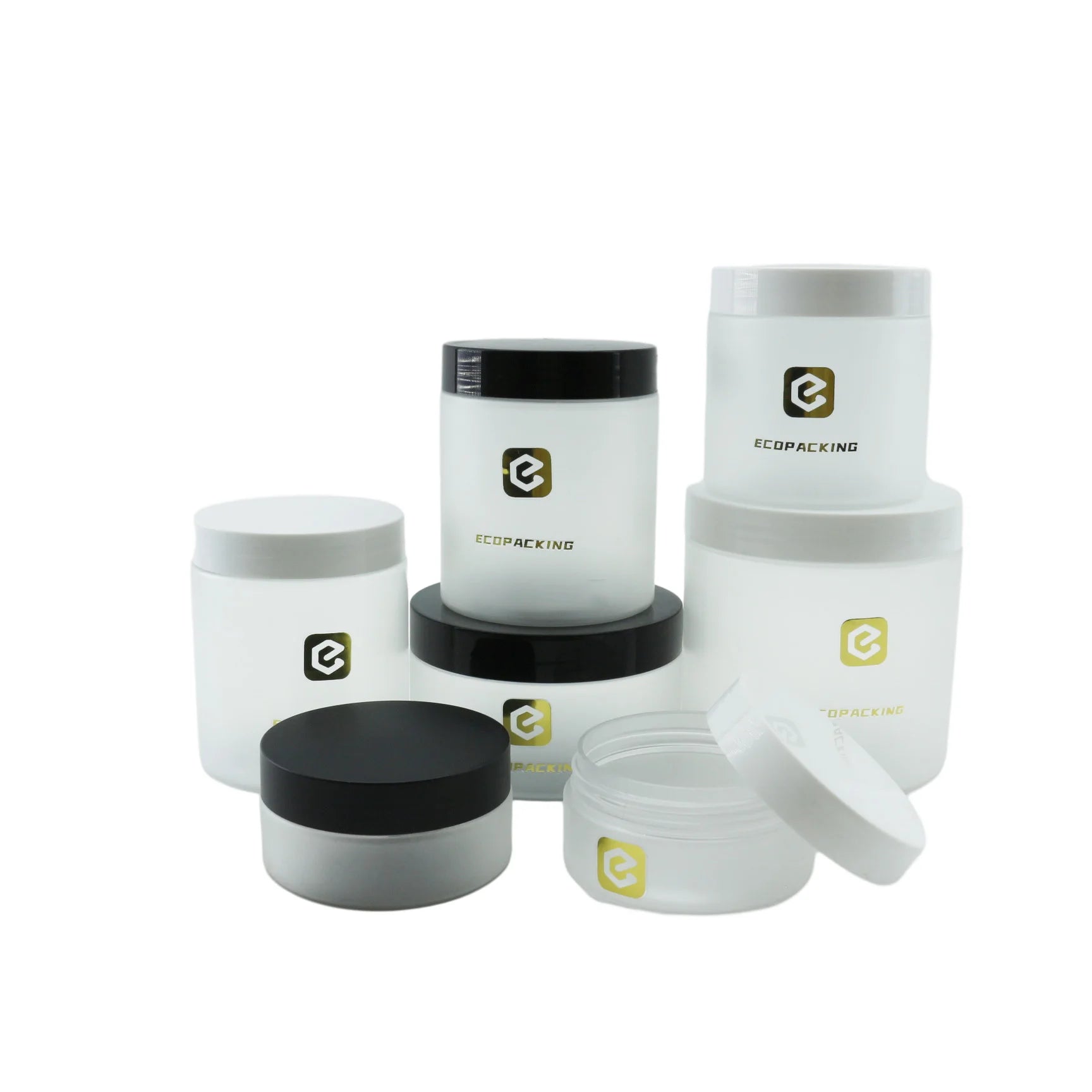 Wide Mouth 50ml 100ml 150ml 200ml 250ml 300ml 500ml Frosted Black White Amber Cosmetic PET Plastic Cream Jars with Lids F888 - 图片 4