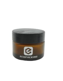 High Quality 1oz 15g Printing Hot Stamping Amber Cosmetic Glass Jar Container with Dark Wood Lid