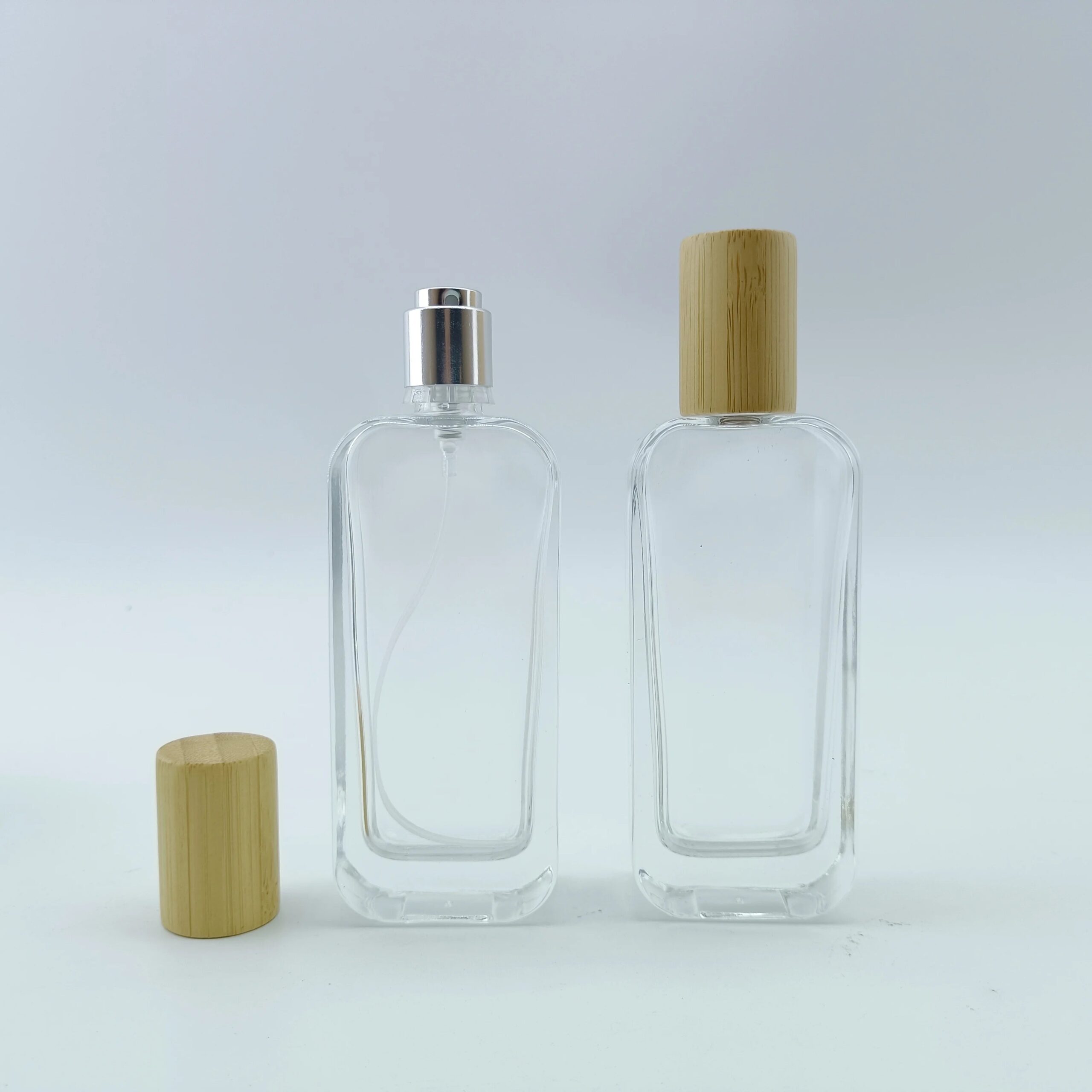 30ml 50ml 100ml Luxury Empty Glass Fragrance Parfum Spray Bottle Cylinder Heavy Base Glass Perfume Bottle With Wooden Cap - 图片 2