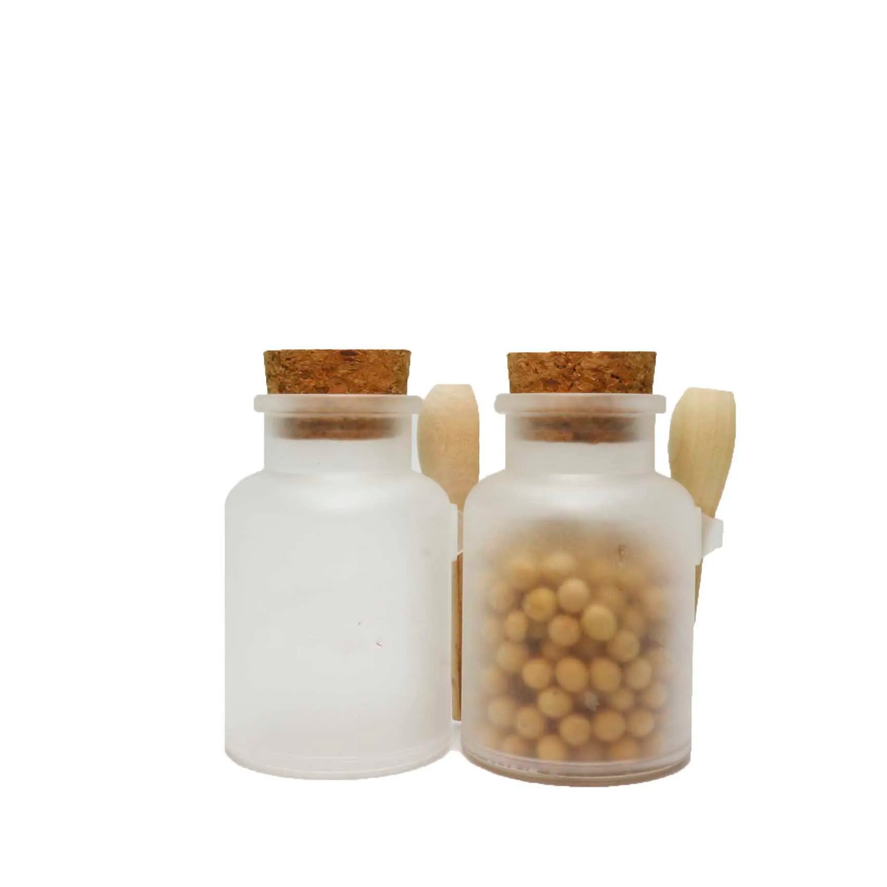 Empty Bath Salt Container Bottles 100ml 200ml 300ml 500ml Cosmetic Frosted Body Scrub Plastic Jars with Wood Spoon - 图片 4