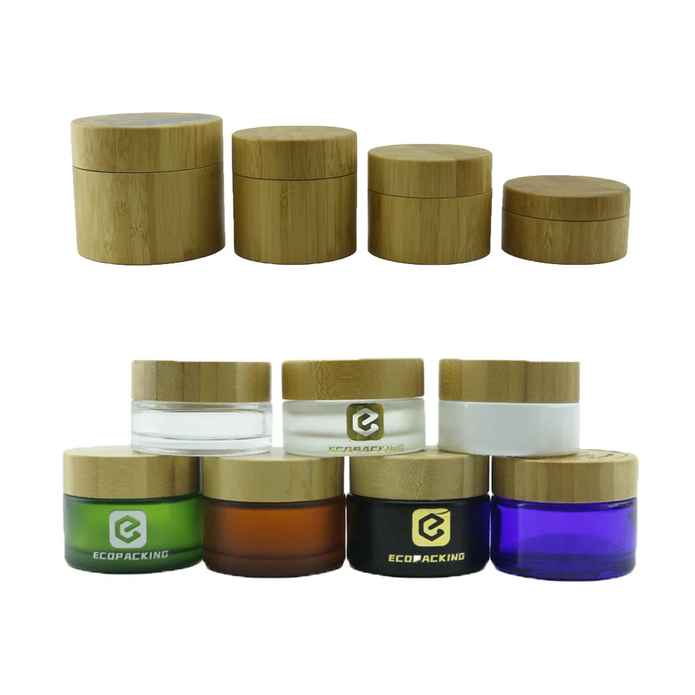 5g 15g 30g 50g 100g 150g 200g 250g Glass Cosmetic Jar Face Body Cream Glass Jar with Bamboo Lids F888