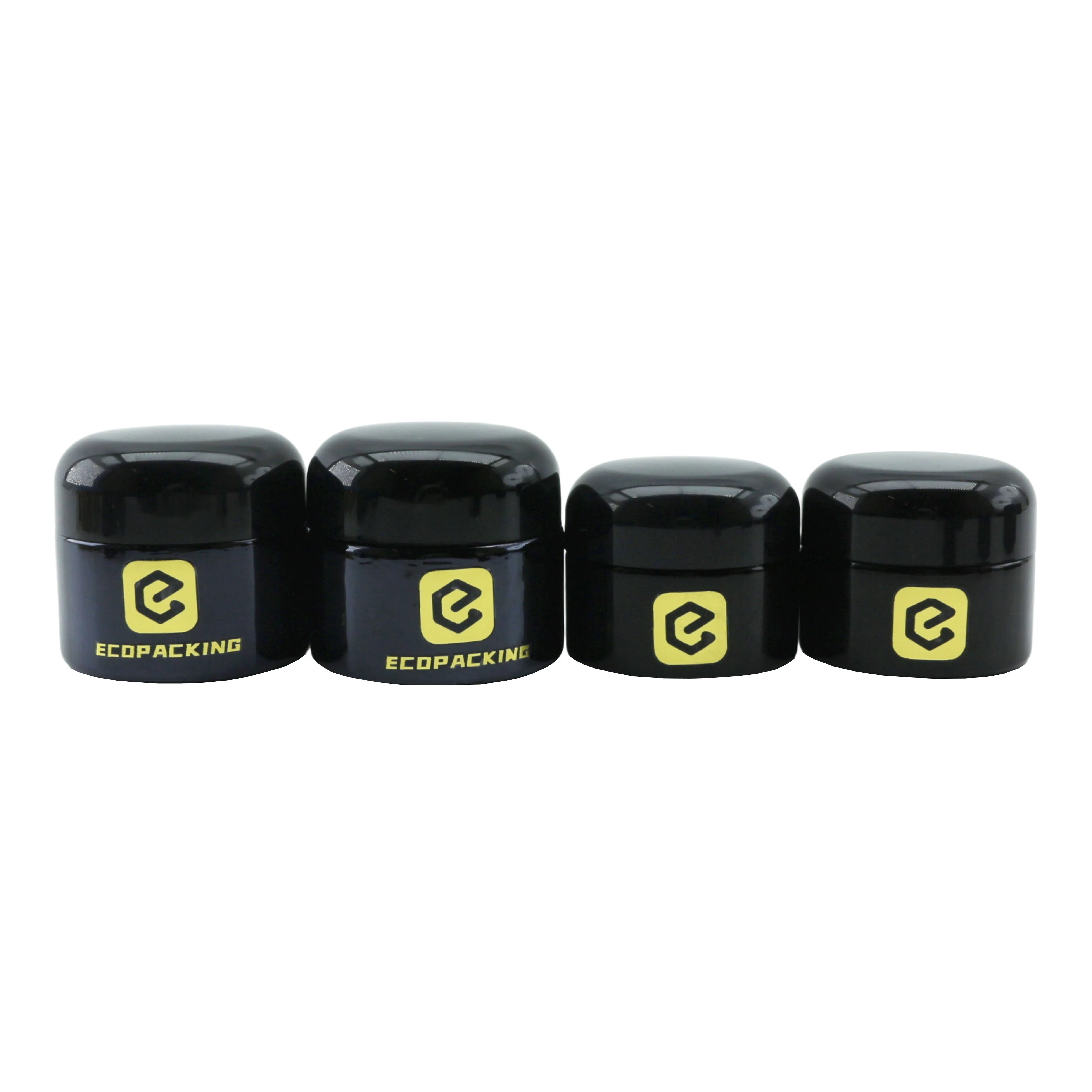 In Stock 100g UV Dark Violet Cosmetic Cream Glass Jar with Black Lid - 图片 3