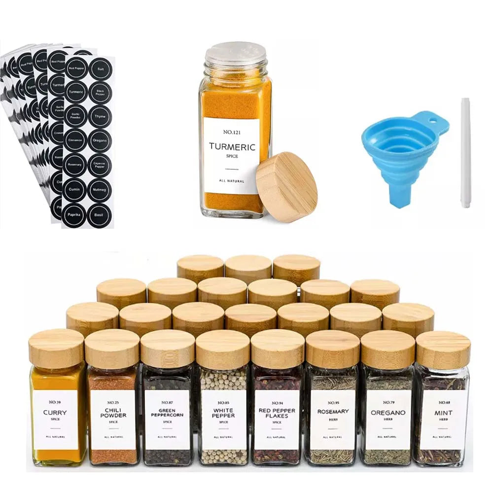 Custom Kitchen Seasoning Bottles 4oz 120ml square Spice Glass Jars with Lid - 图片 2