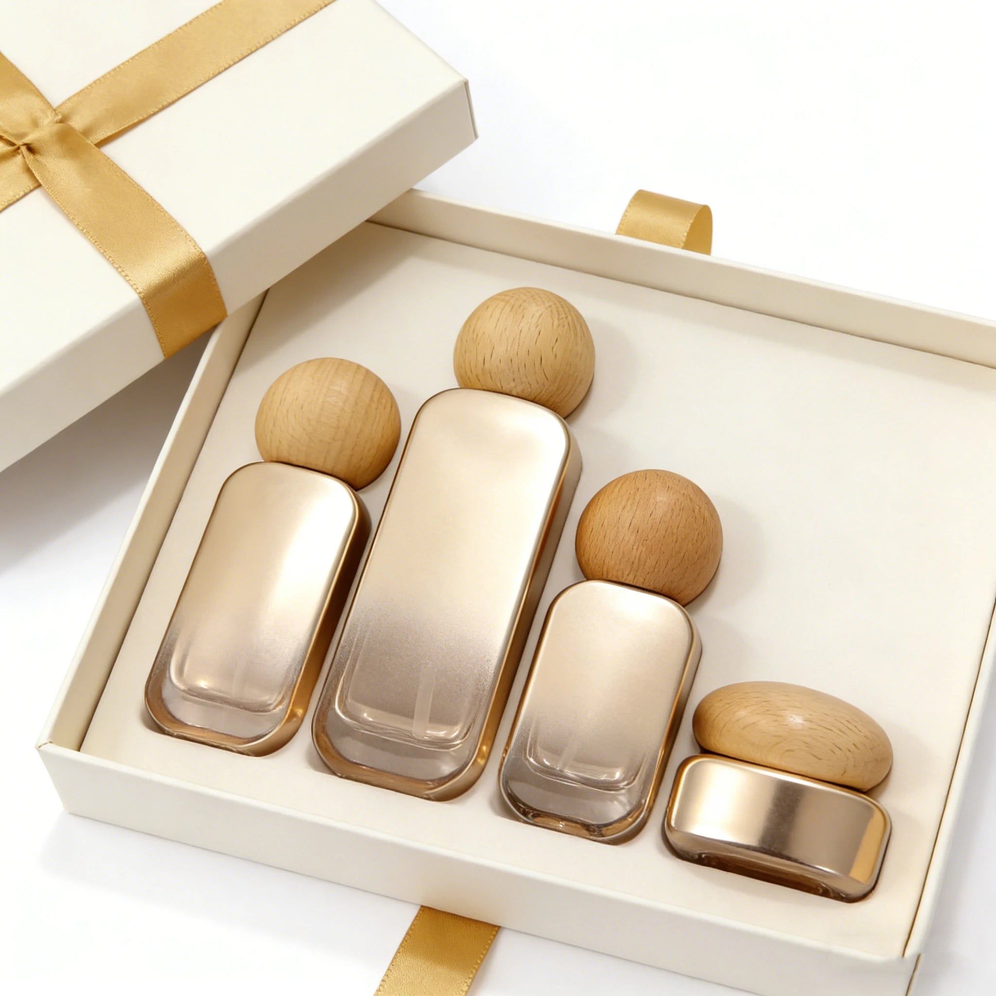 20ml 30ml 50ml 100ml 120ml Luxury Glass Lotion Pump Bottle 30g 50g Square Face Jar with Wooden Cap - 图片 6