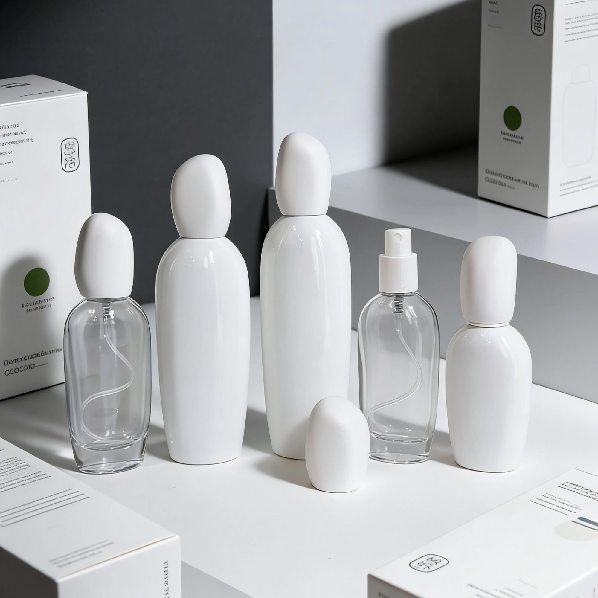 Gorgeous Bright White Glass Lotion Bottles Pump Top Wholesale Skincare Packaging Face Cream Serum Body Lotion 888J