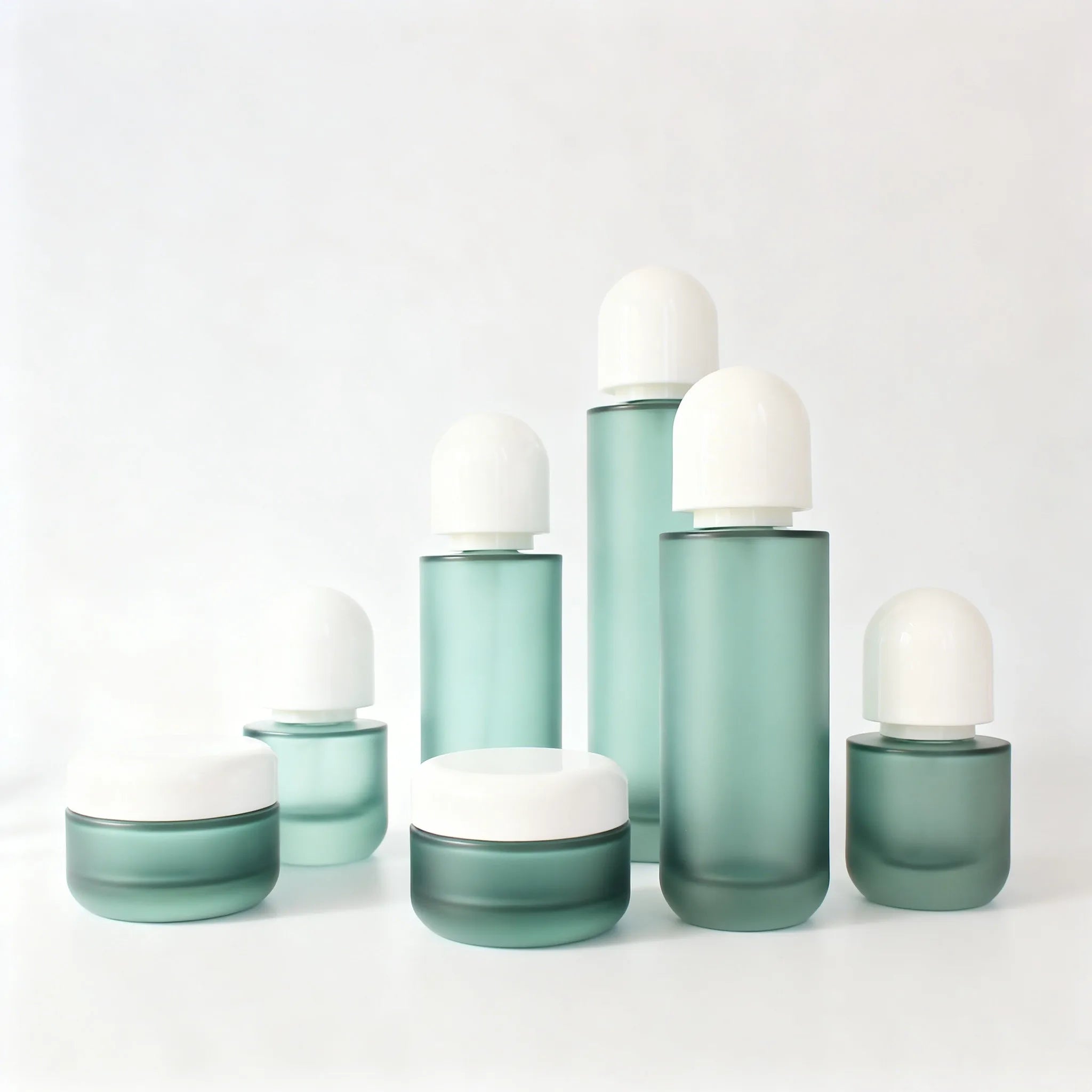 In Stock Luxury Glass Cosmetic Packaging Set 30ml 50ml 100ml 120ml Lotion Bottle 30g 50g Cream Jar - 图片 3