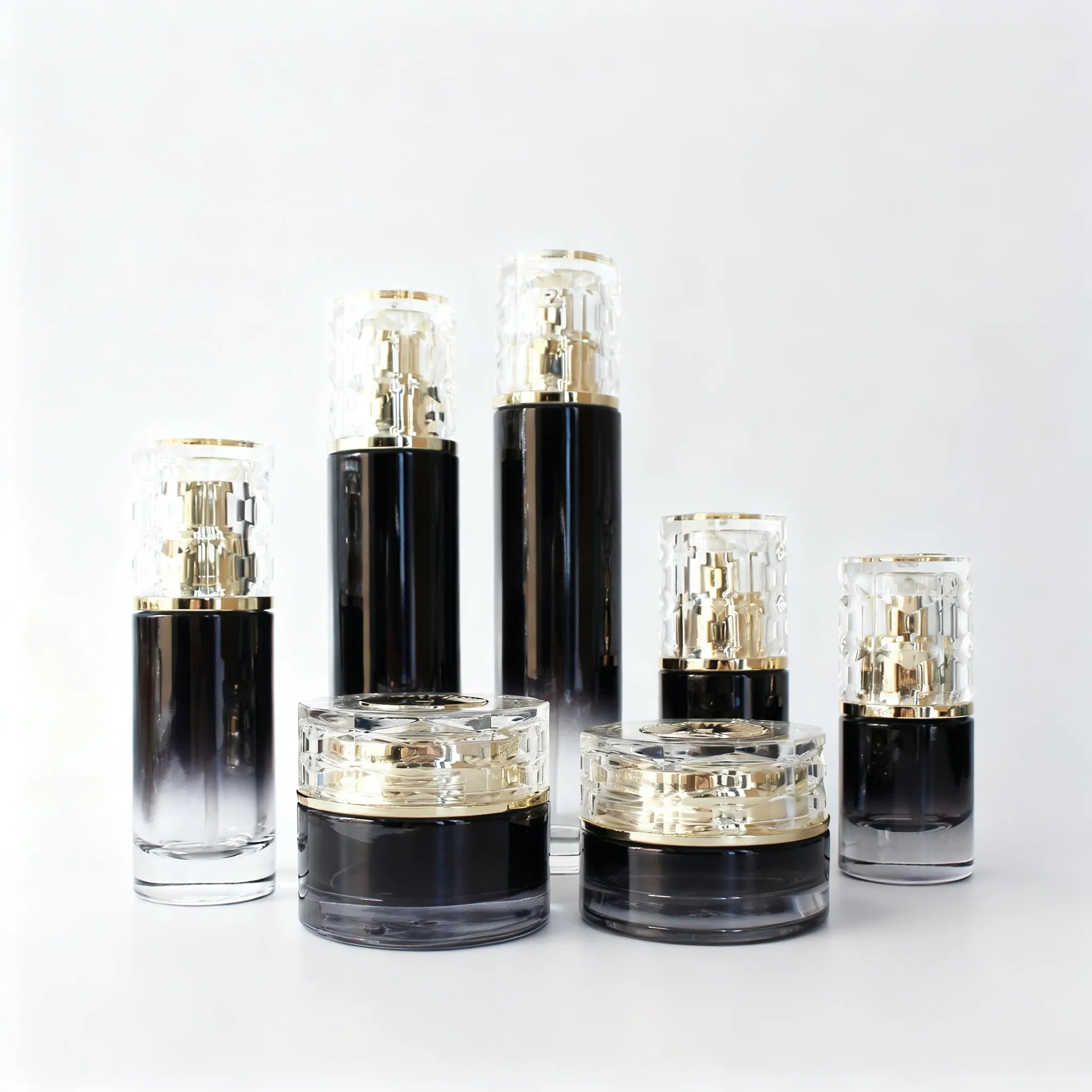Luxury Glass Serum Bottle 20ml 30ml 50ml 100ml 120ml Gradient Black Cosmetic Lotion Bottle - 图片 6