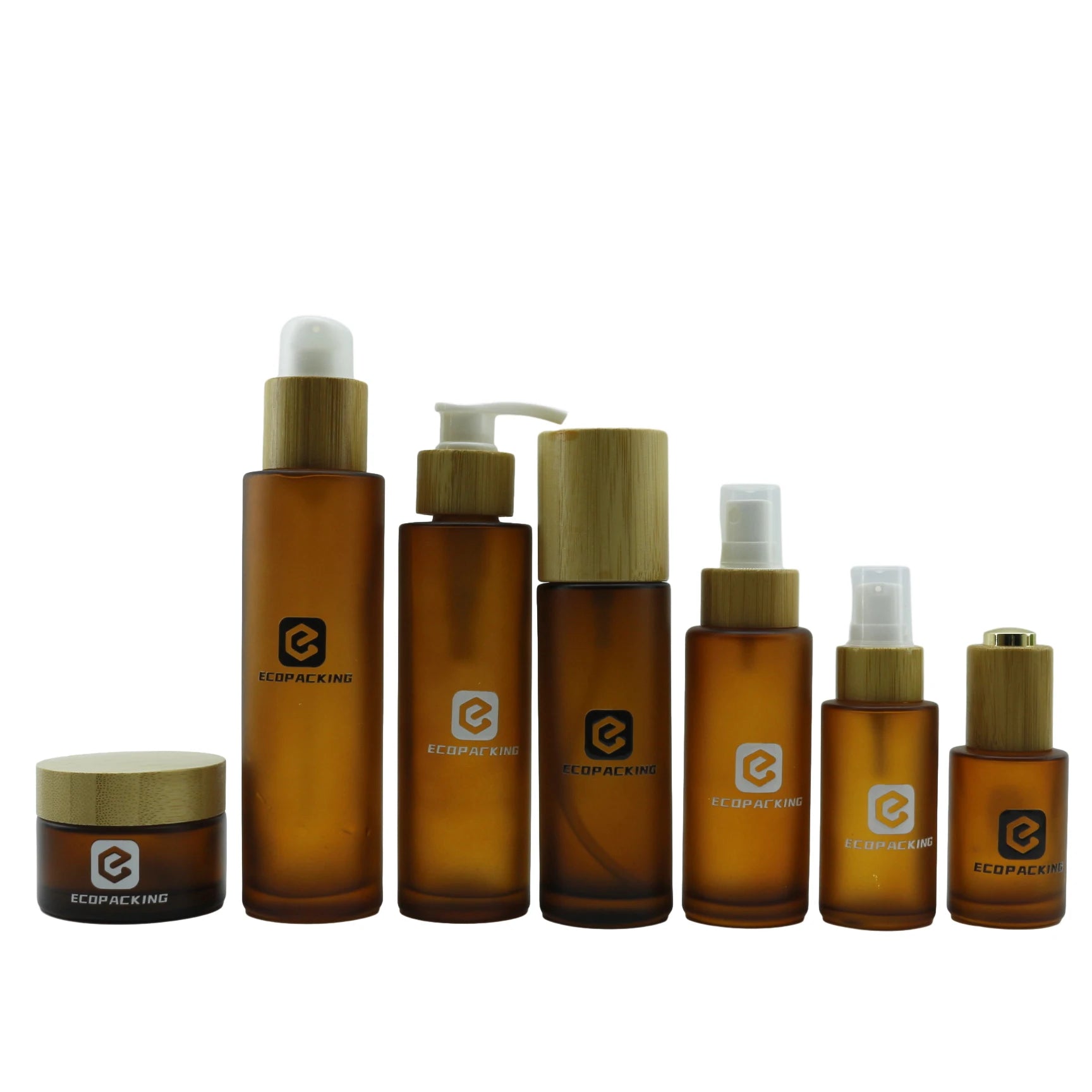 Bamboo Cosmetic Packaging Bottle Set Glass Lotion Shampoo Pump Spray Essential Oil Dropper Bottle and Glass Jar for Cream F888 - 图片 5