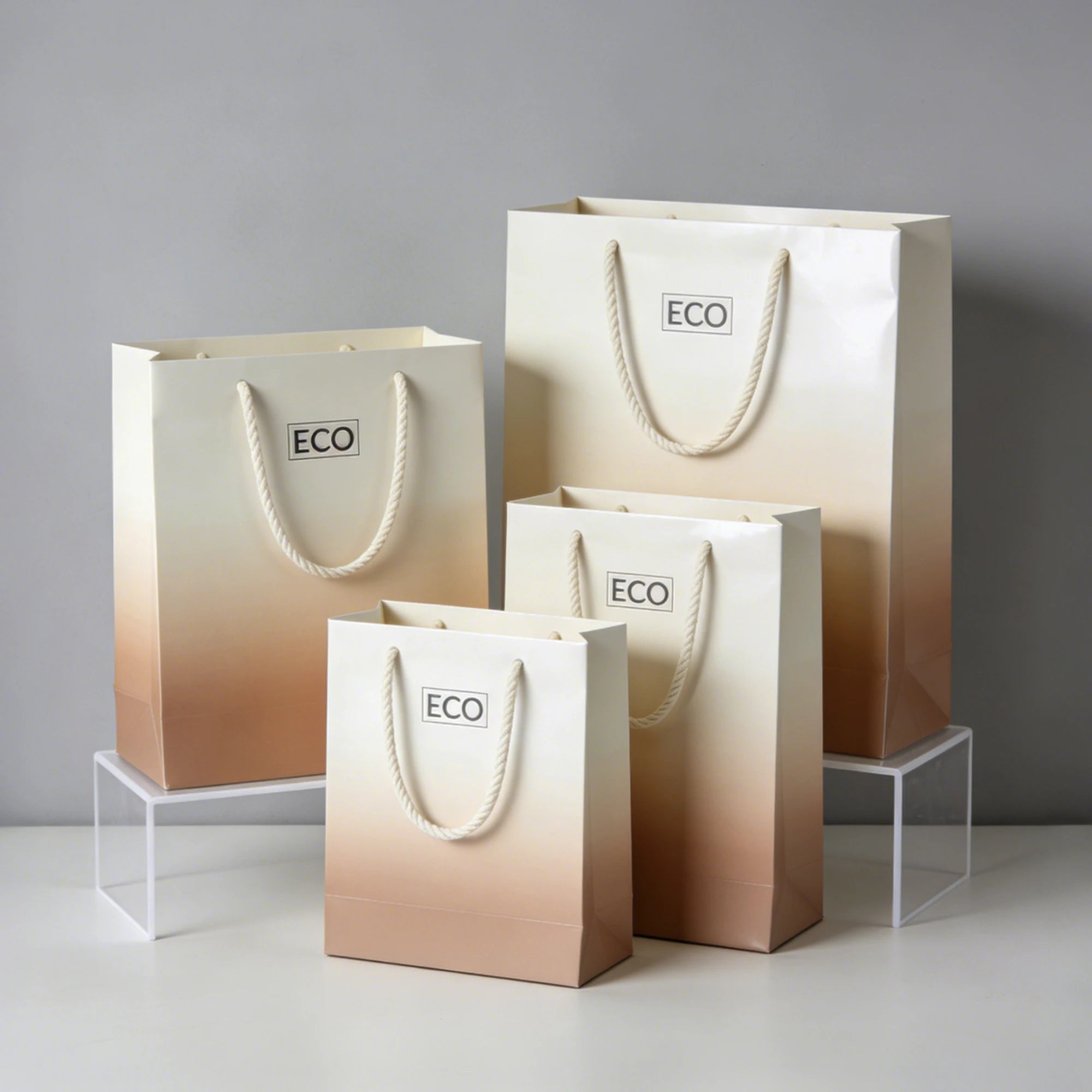 Sustainable Reusable Eco-Friendly Biodegradable Recyclable Paper Gift Bag Flat Handle for Wedding Party Favors Supermarket