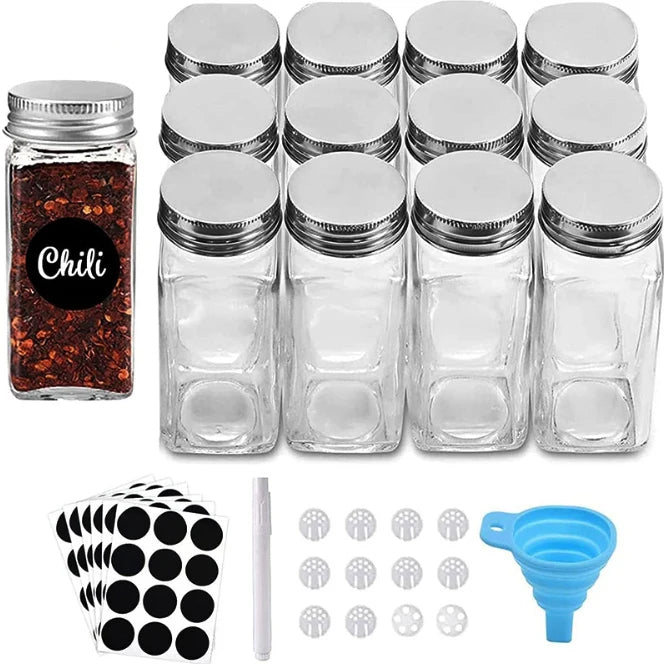 Camping Seasoning Jar Set for Spice 12pcs 24pcs Kitchen Glass Spice Jar Set 120ml Glass Spice Jar Set - 图片 6