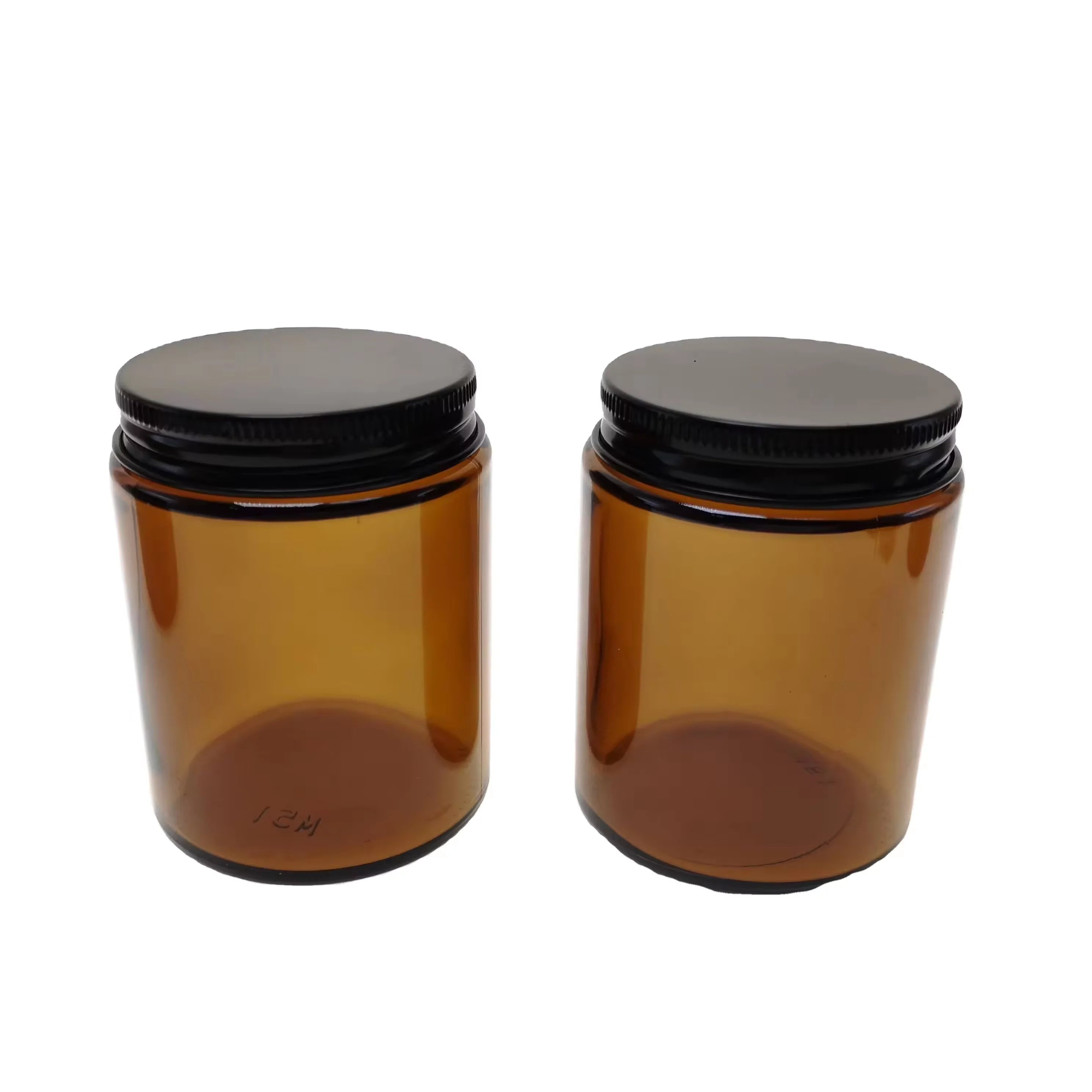 9oz Custom Amber Glass Candle Jars 250 ml Candle Holders With Lid - 图片 5