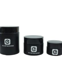 Custom Skin Care Cream Containers Empty Frosted Matte Black Glass Cosmetic Jars With Lids
